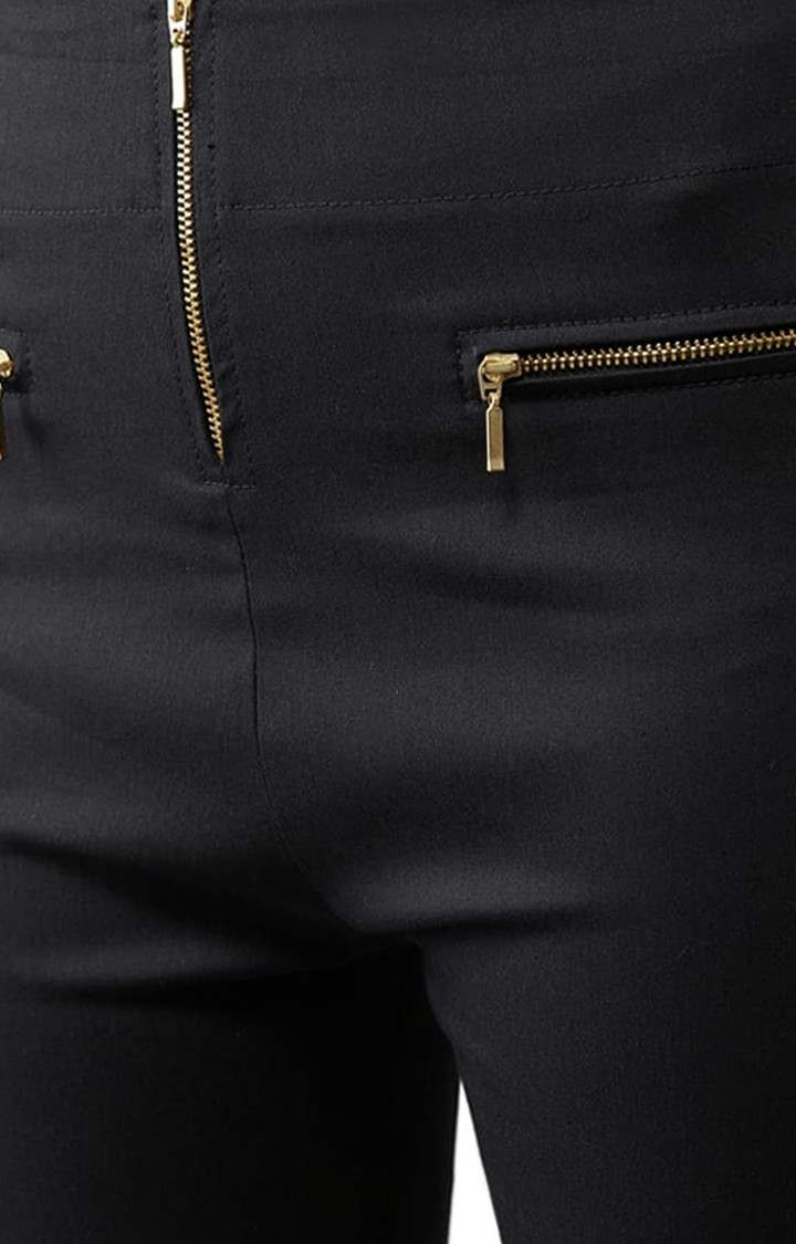 Women's Black  Cotton Solid Jegging