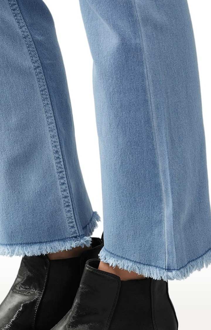 Women's Blue Cotton Solid Slim Jeans