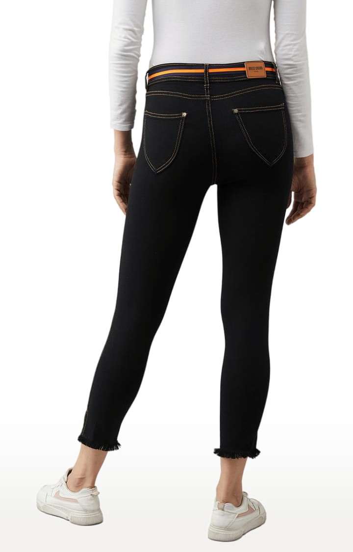 Women's Black Cotton Solid Skinny Jeans