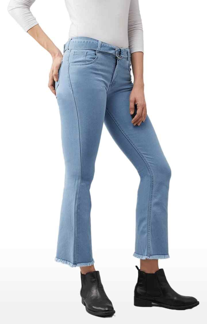 Women's Blue Cotton Solid Skinny Jeans