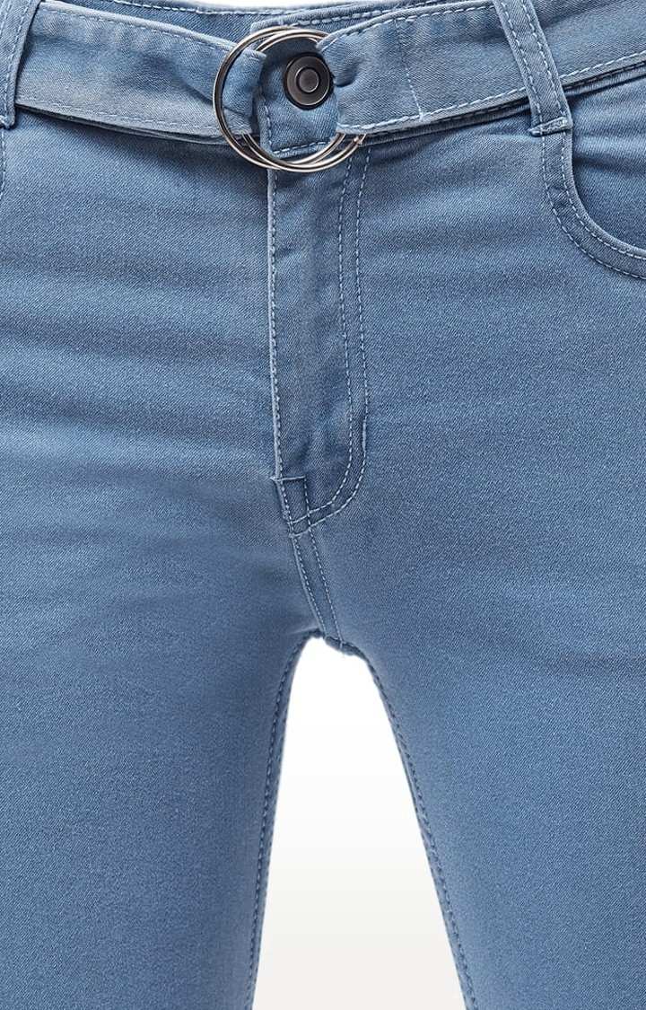 Dolce Crudo | Women's Blue Cotton Solid Skinny Jeans 3