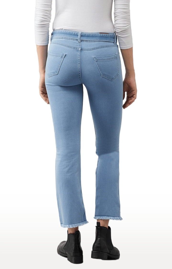 Dolce Crudo | Women's Blue Cotton Solid Skinny Jeans 2