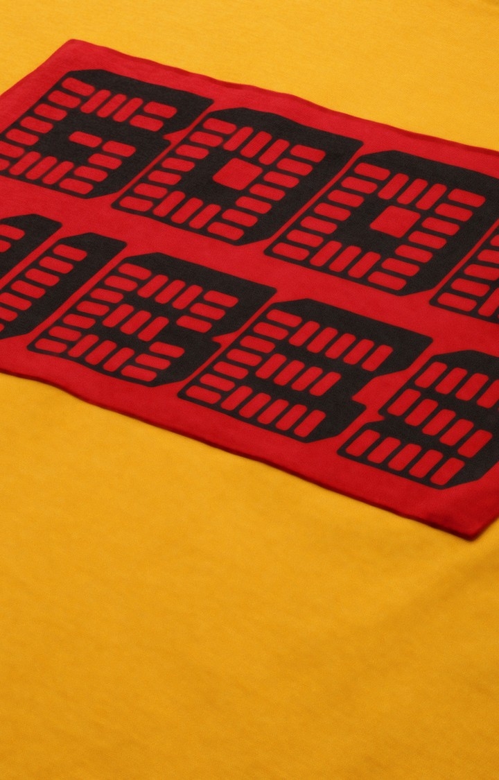 Women's Mustard Cotton Typographic Printed Oversized T-Shirt