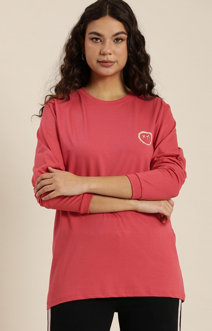 Women's Chrysanthemum Cotton Graphic Printed Oversized T-Shirt