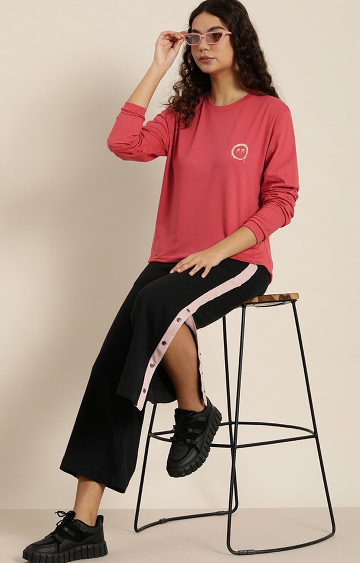 Women's Chrysanthemum Cotton Graphic Printed Oversized T-Shirt