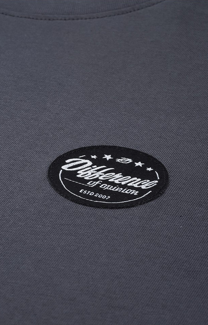 Women's Dark Grey Cotton Graphic Printed Oversized T-Shirt