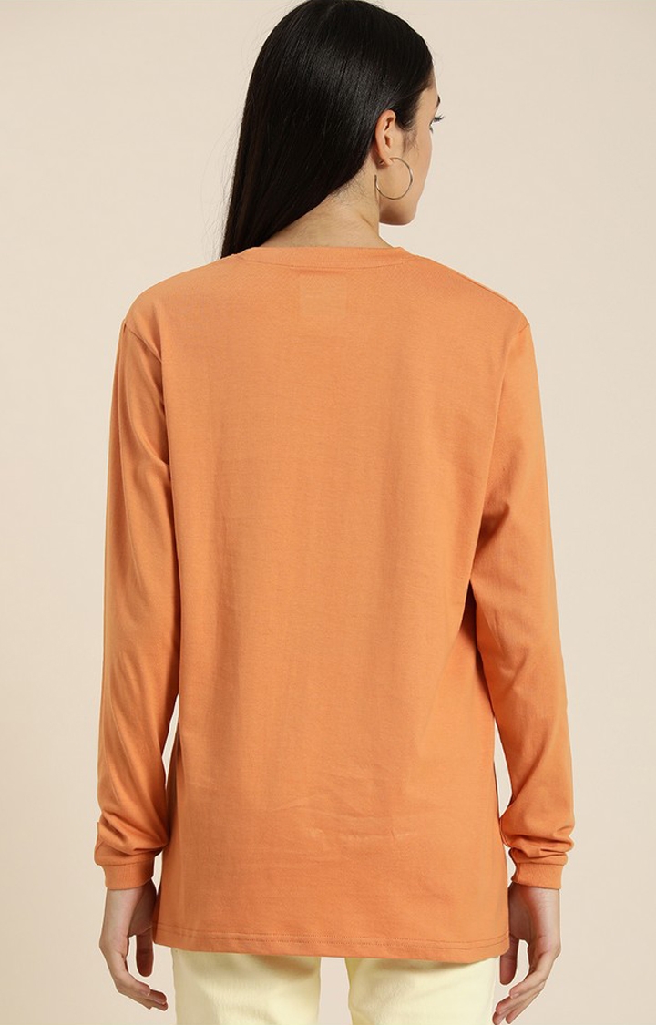 Women's Caramel Cotton Solid Oversized T-Shirt