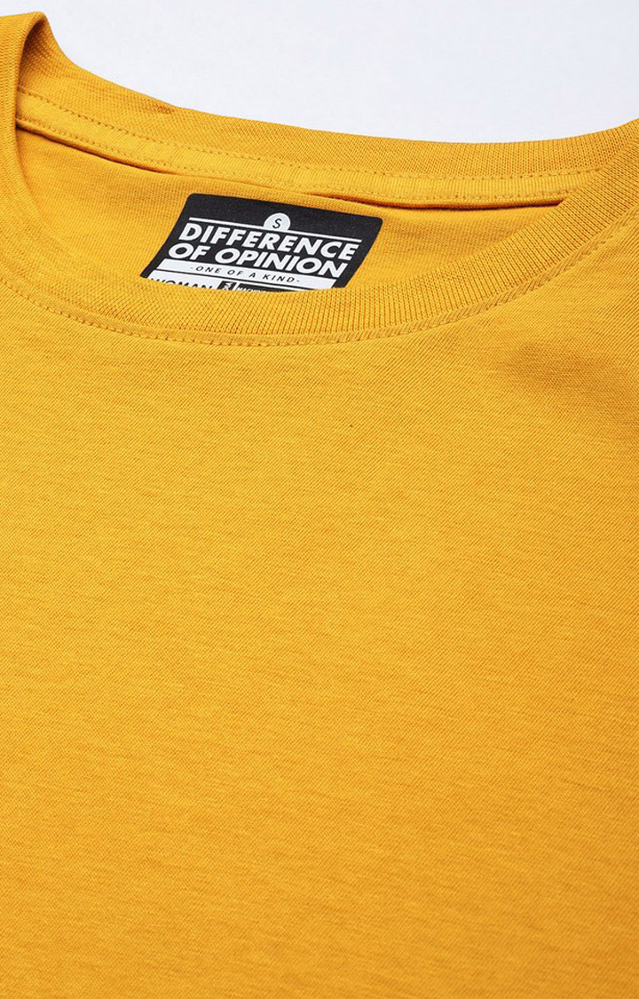 Women's Mustard Cotton Solid Oversized T-Shirt