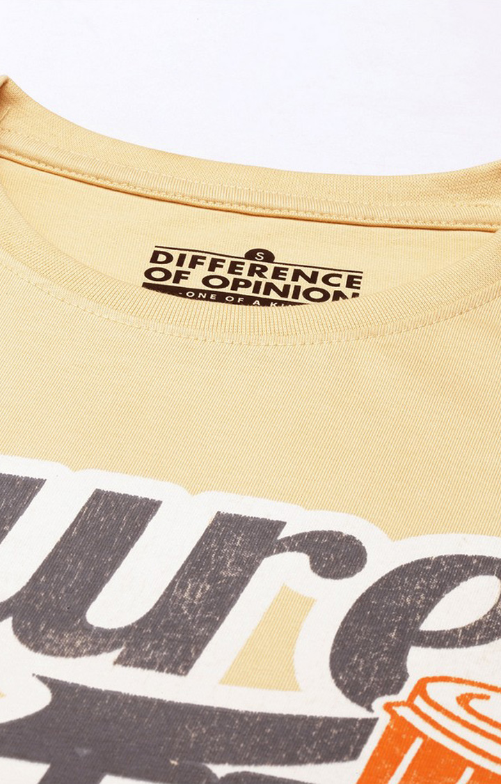 Women's Beige Cotton Graphic Printed Oversized T-Shirt