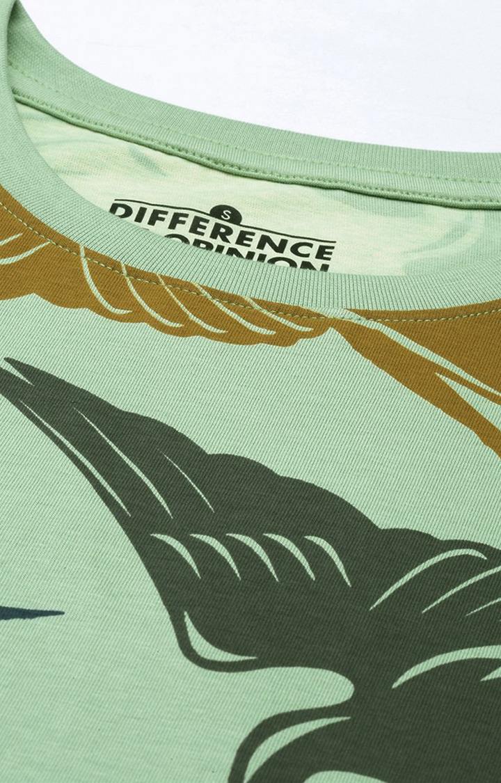 Women's P Green Cotton Graphic Printed Oversized T-Shirt