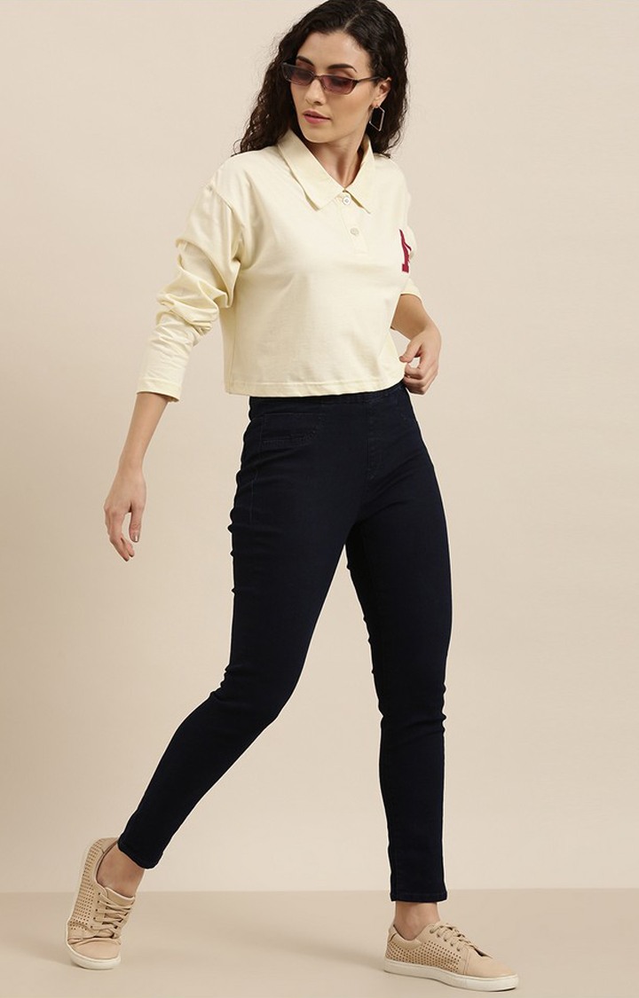 Women's Yellow Cotton Solid Oversized T-Shirt