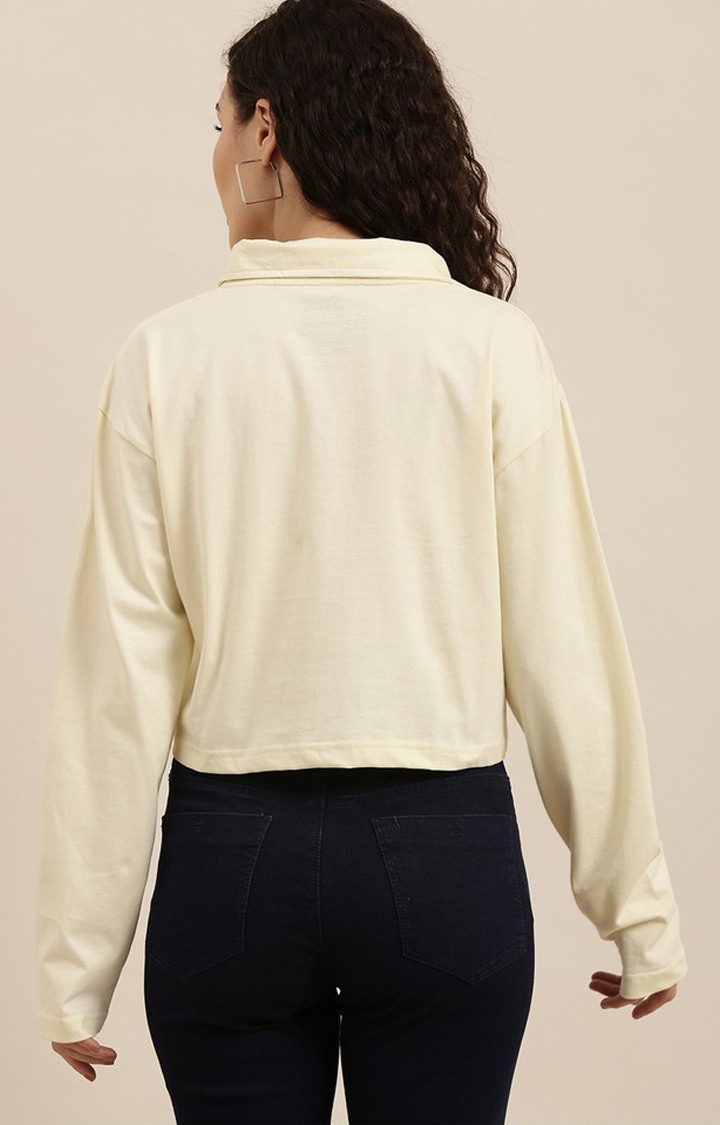 Women's Yellow Cotton Solid Oversized T-Shirt