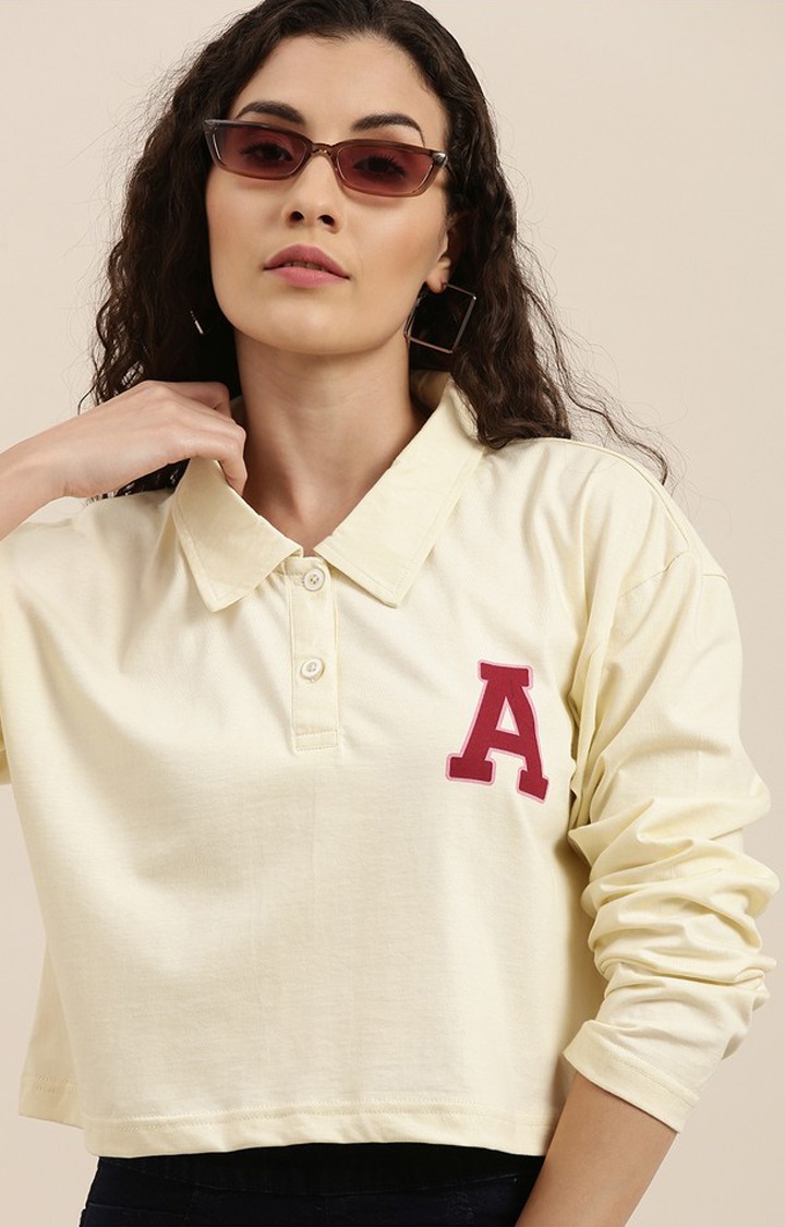 Women's Yellow Cotton Solid Oversized T-Shirt