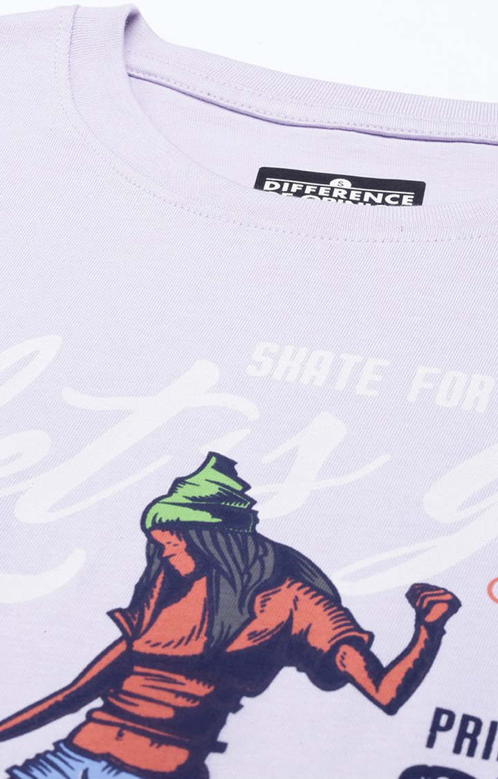 Women's Lilac Cotton Graphic Printed Oversized T-Shirt