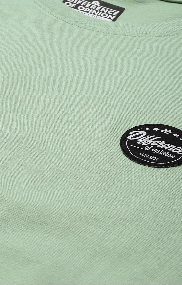 Women's P Green Cotton Typographic Printed Oversized T-Shirt