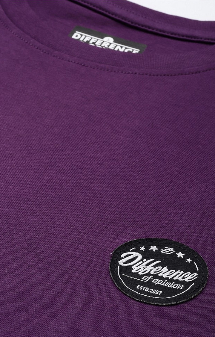 Women's Grape Royal Cotton Typographic Printed Oversized T-Shirt