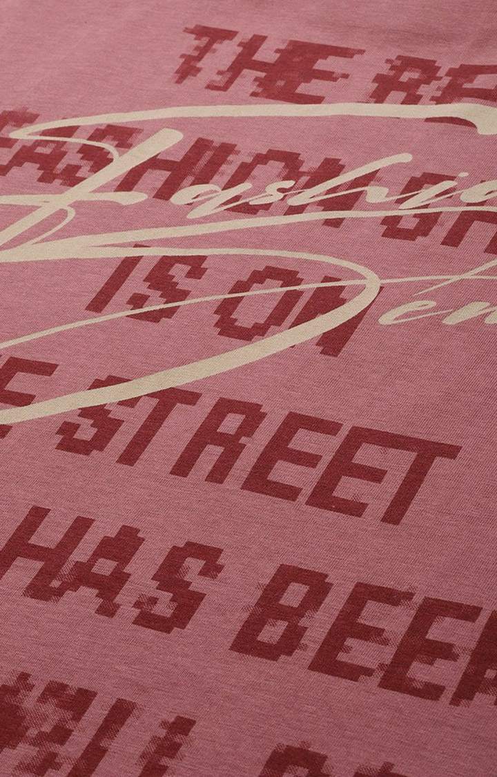 Women's W.Rose Cotton Typographic Printed Oversized T-Shirt