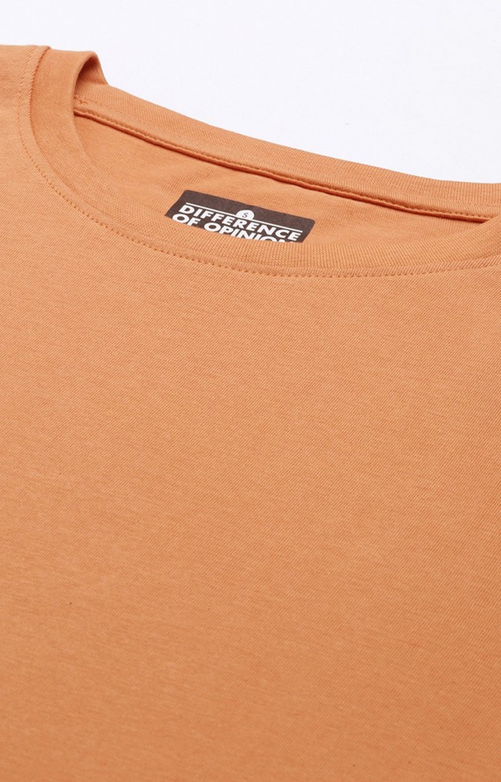 Difference of Opinion | Women's Caramel Cotton Solid Oversized T-Shirt 4