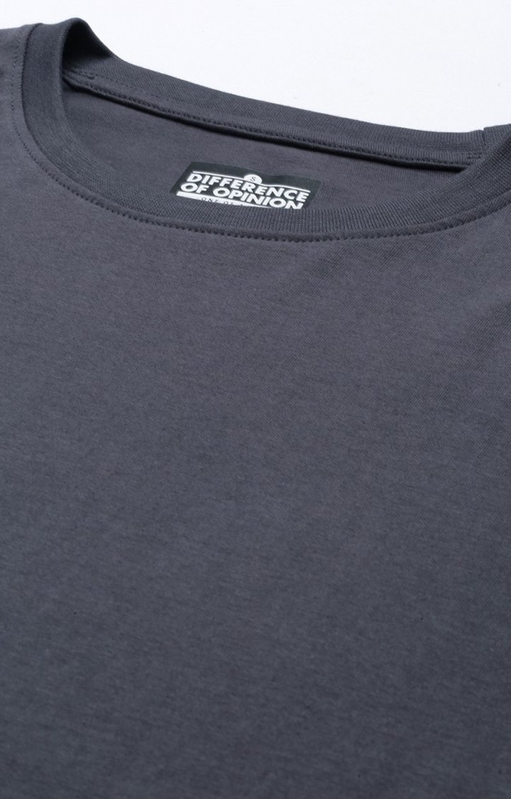 Women's Dark Grey Cotton Solid Oversized T-Shirt