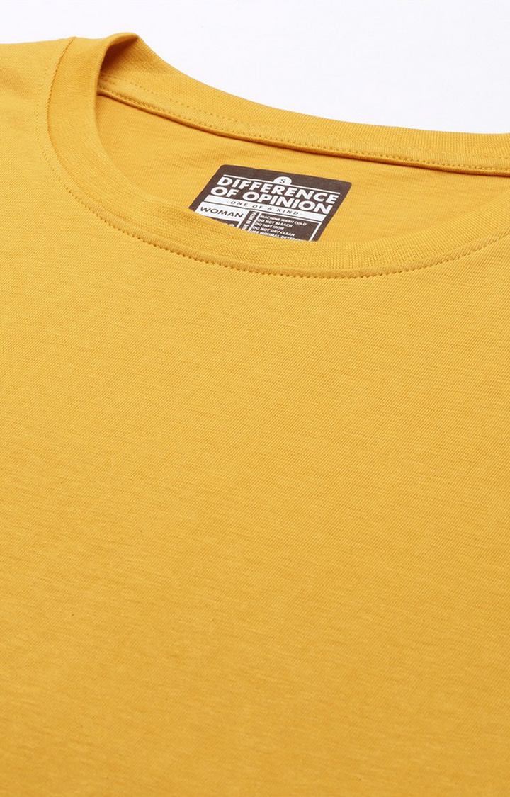 Women's Mustard Cotton Solid Oversized T-Shirt