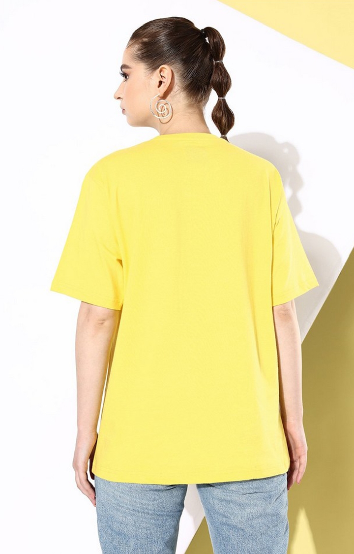 Women's Yellow Graphic Oversized T-shirt
