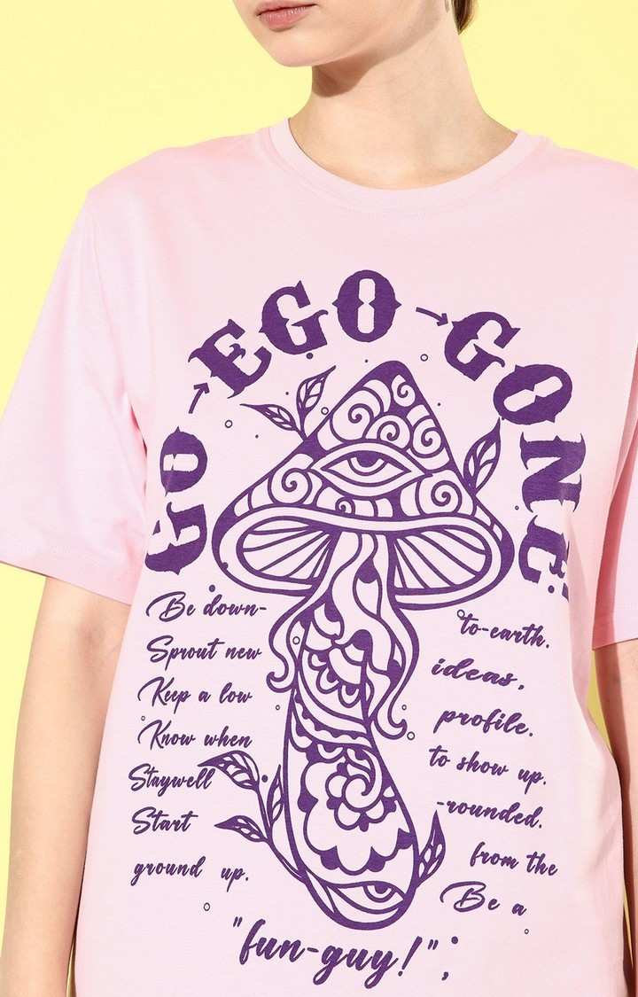 Women's Pink Graphic Oversized T-shirt