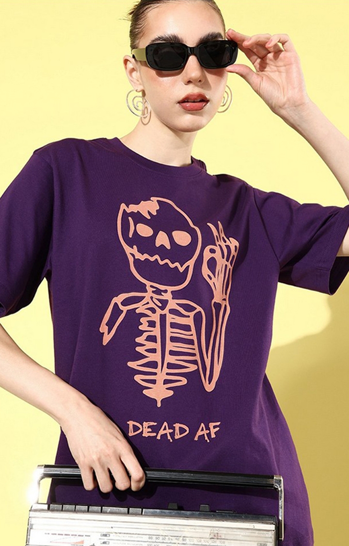 Difference of Opinion | Women's Purple Graphic Oversized T-shirt