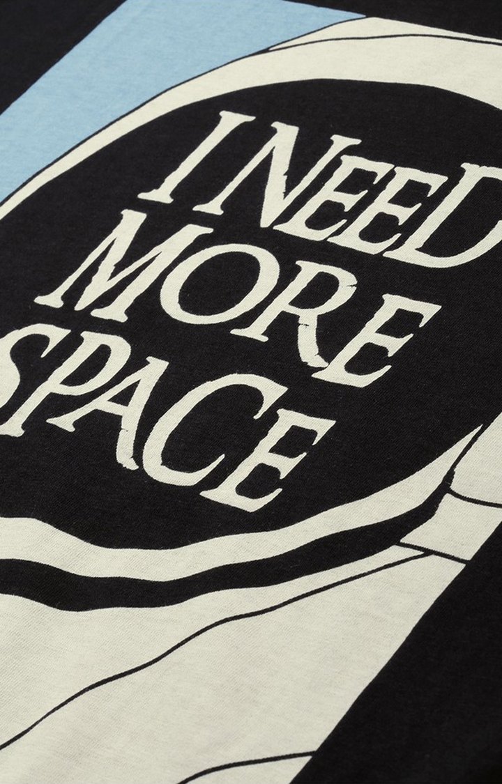 Women's Black Cotton Typographic Printed Oversized T-Shirt