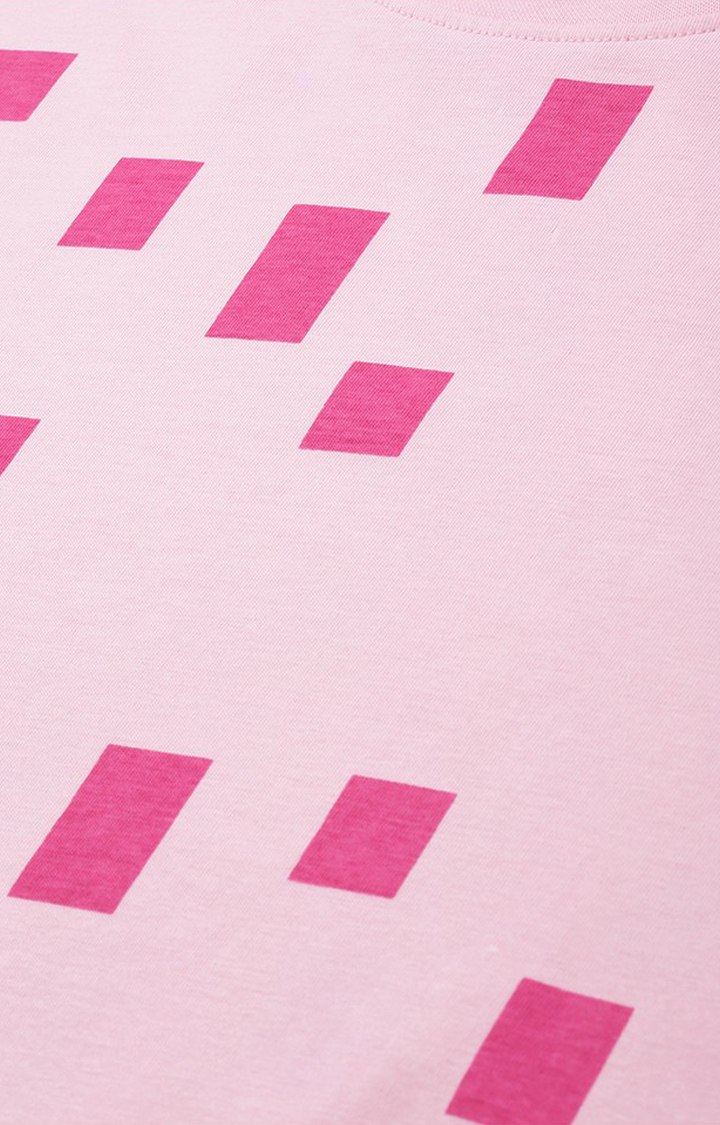 Women's Pink Cotton Graphic Printed Oversized T-Shirt