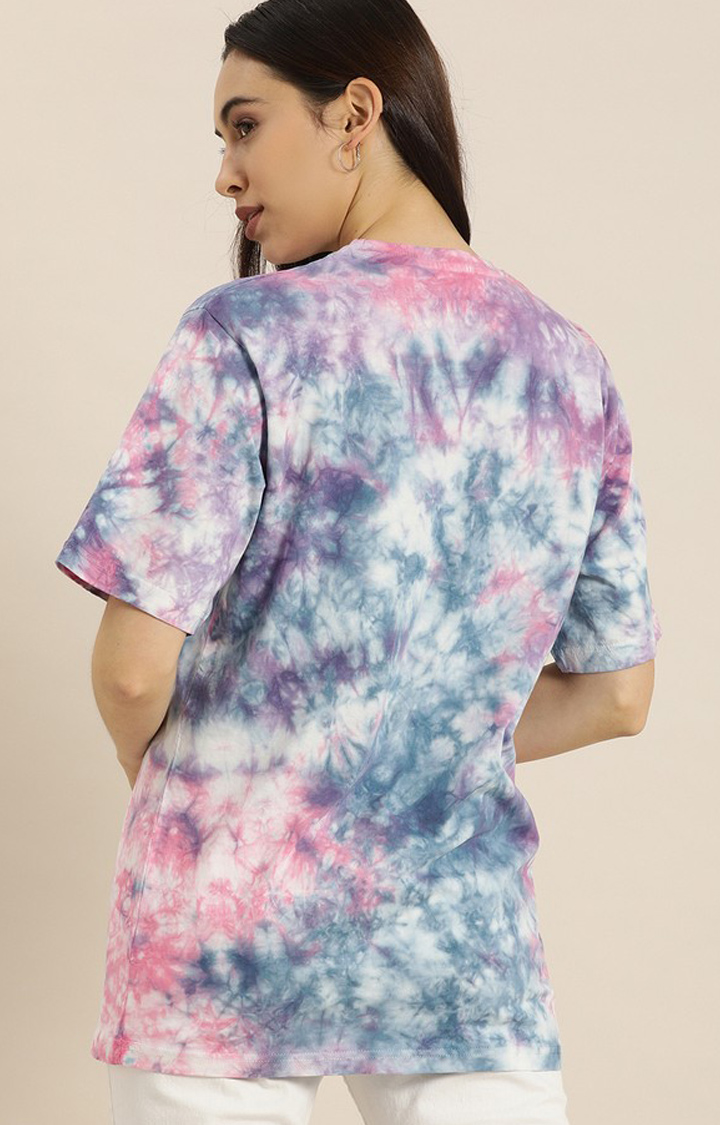 Women's Multicolor Cotton Tie Dye Printed Oversized T-Shirt