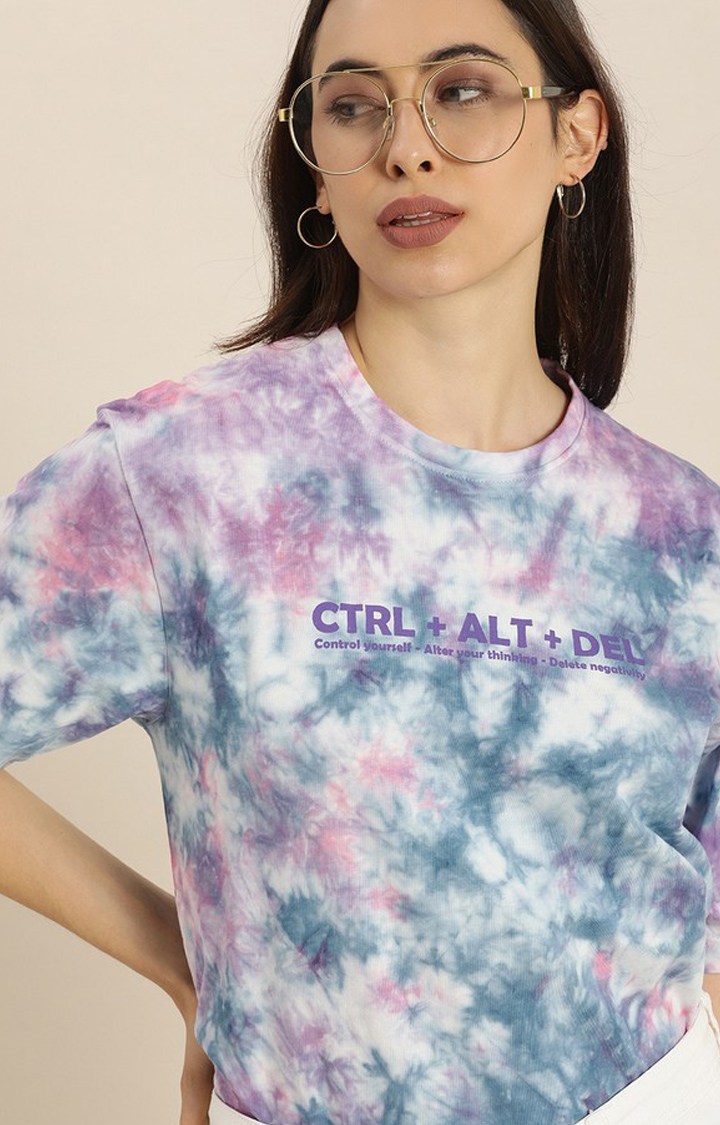 Women's Multicolor Cotton Tie Dye Printed Oversized T-Shirt