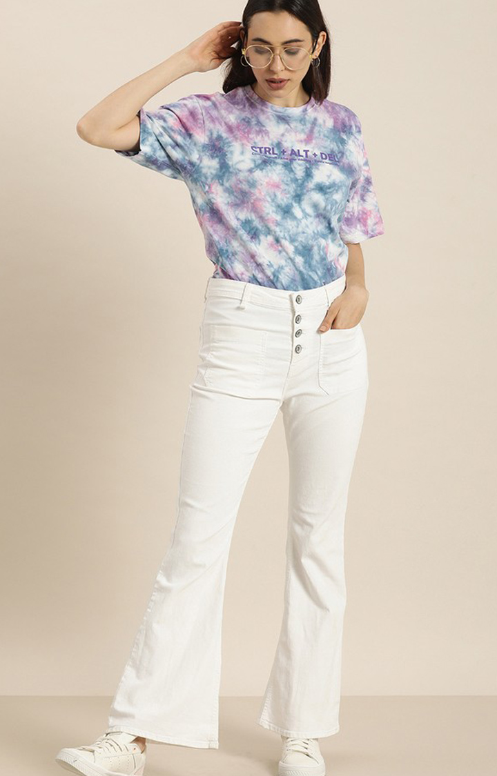 Women's Multicolor Cotton Tie Dye Printed Oversized T-Shirt