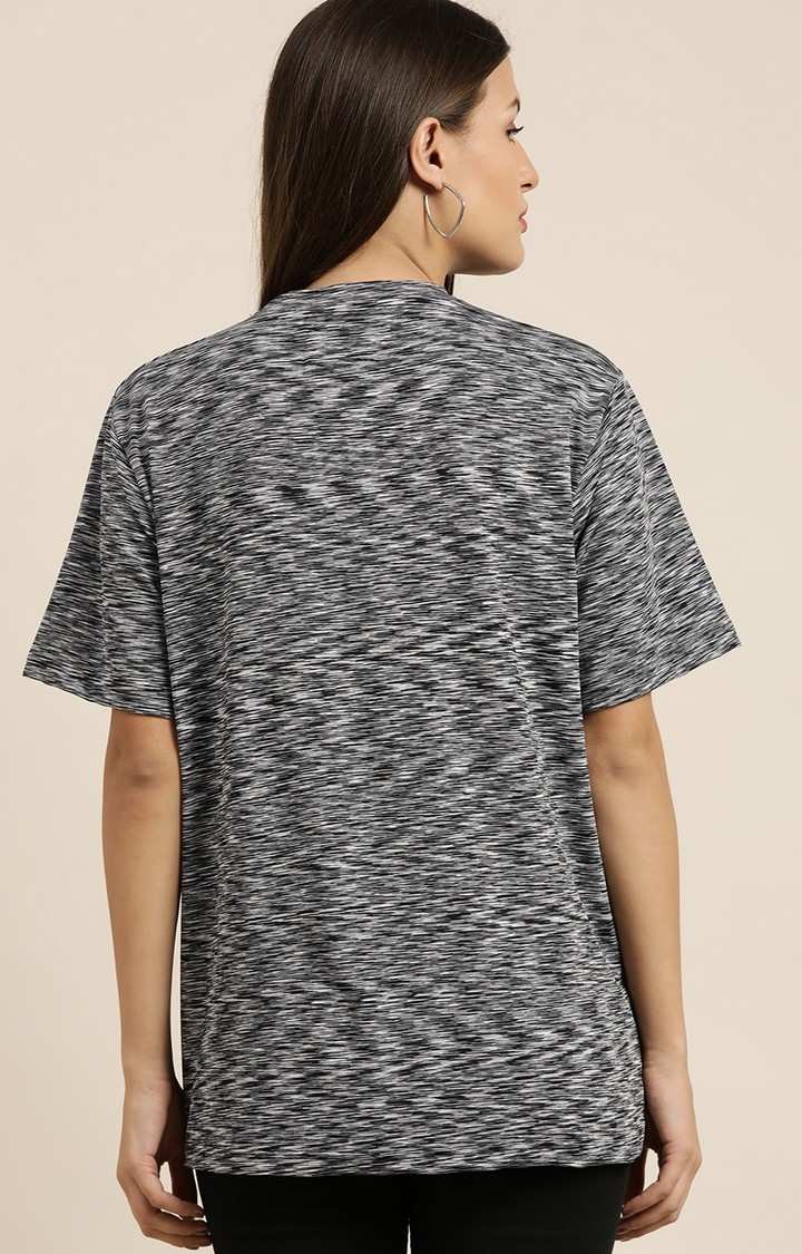 Women's Grey Cotton Textured Oversized T-Shirt