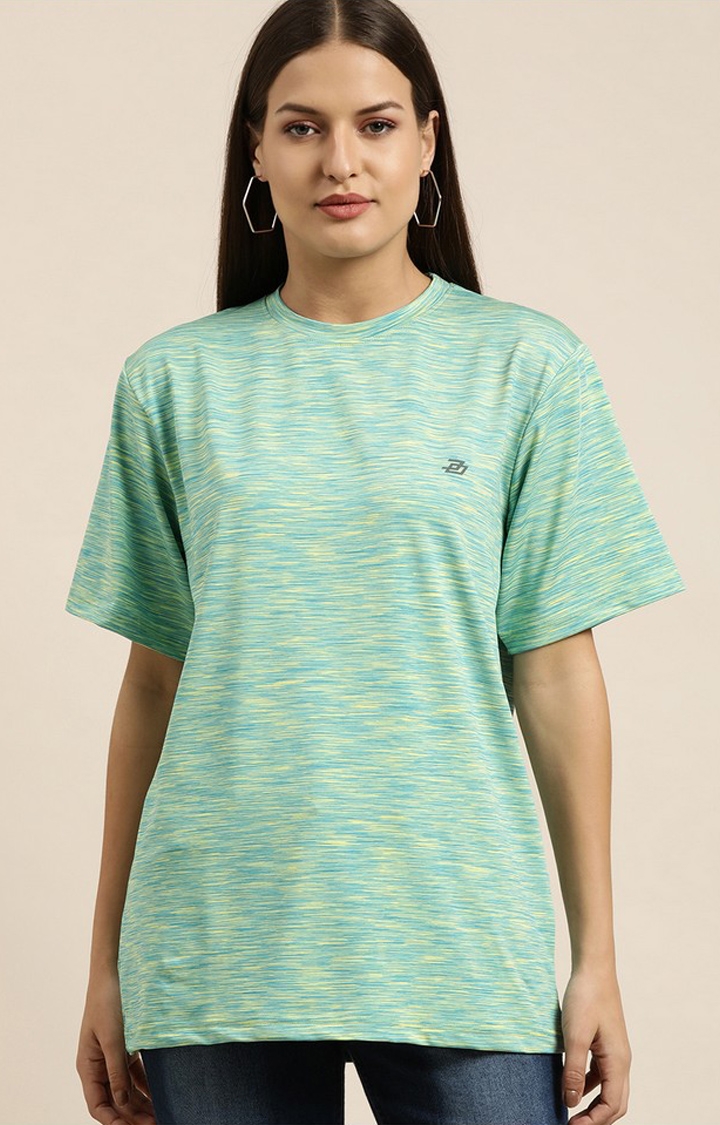 Difference of Opinion | Women's Green Cotton Textured Oversized T-Shirt