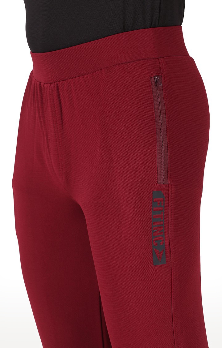 Fitinc | Men's Red Lycra Solid Trackpant 4