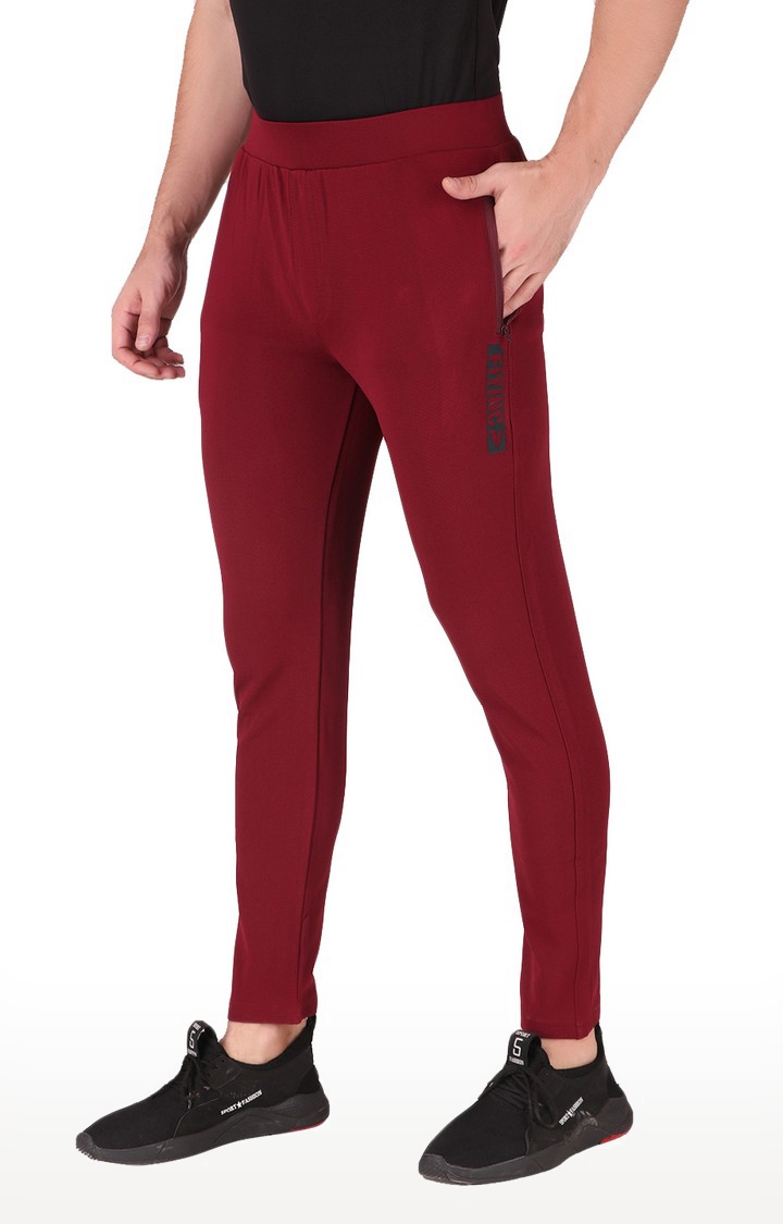 Fitinc | Men's Red Lycra Solid Trackpant 2