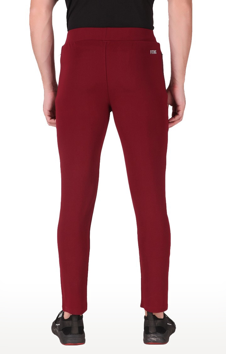 Fitinc | Men's Red Lycra Solid Trackpant 3