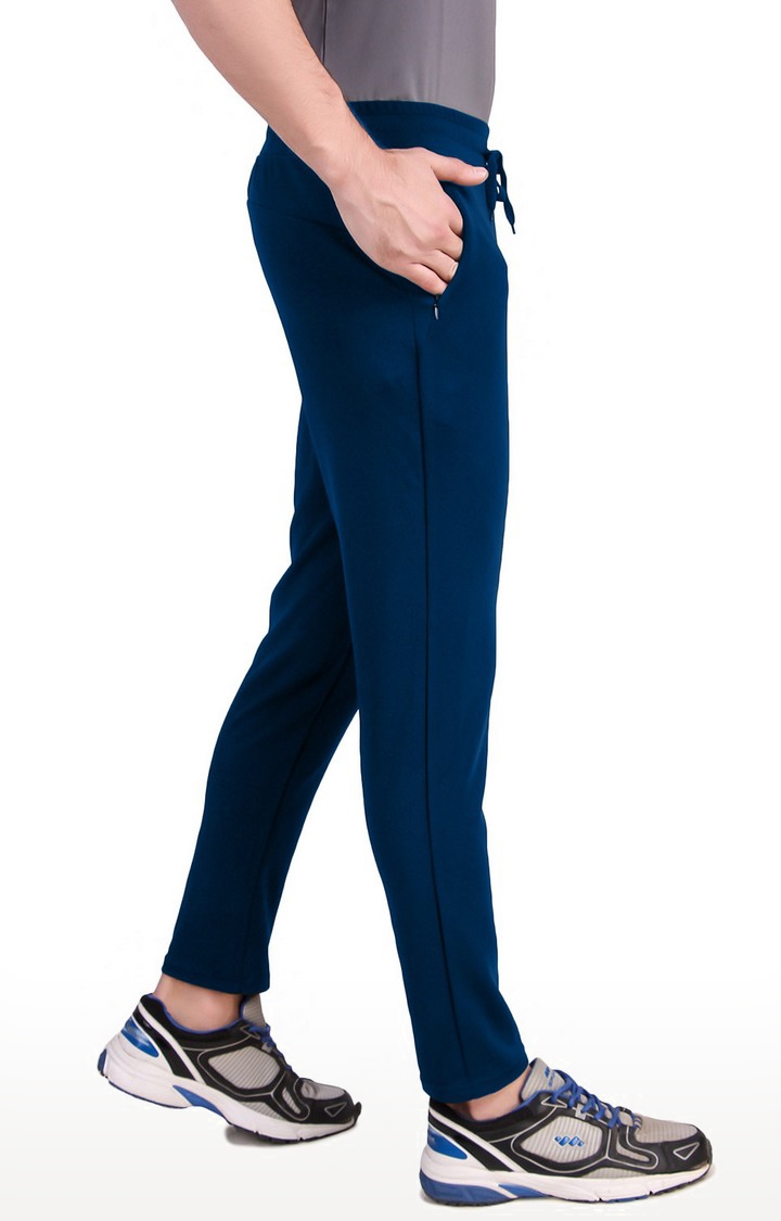 Men's Blue Lycra Solid Trackpant