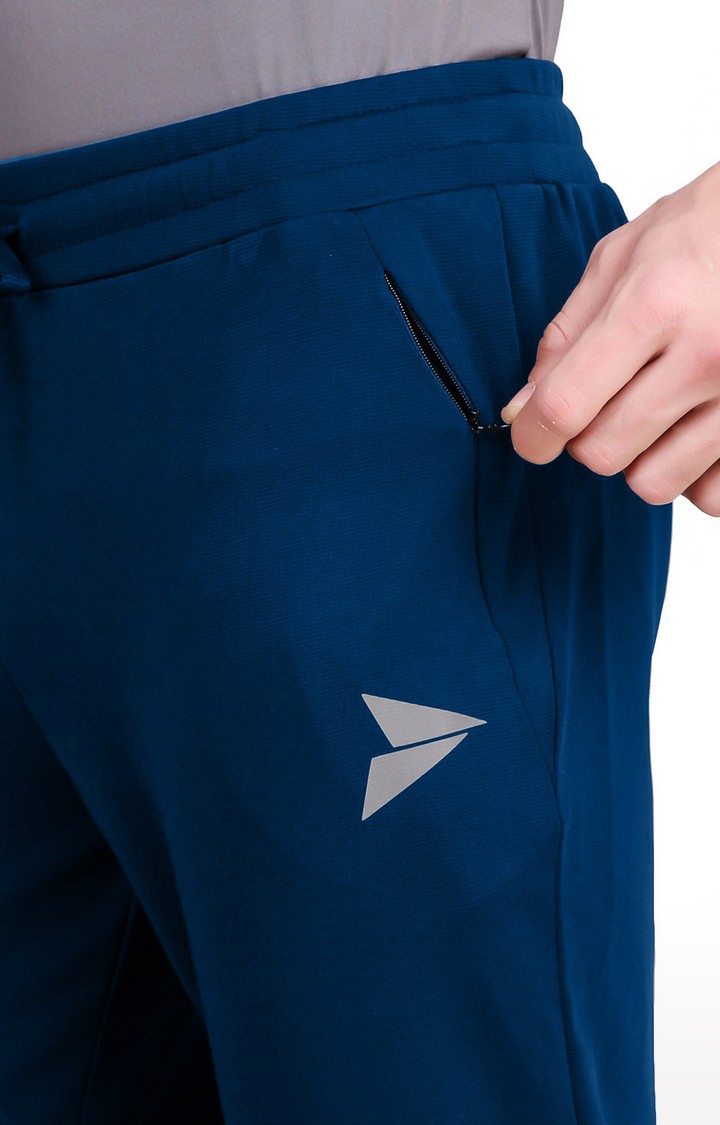 Men's Blue Lycra Solid Trackpant