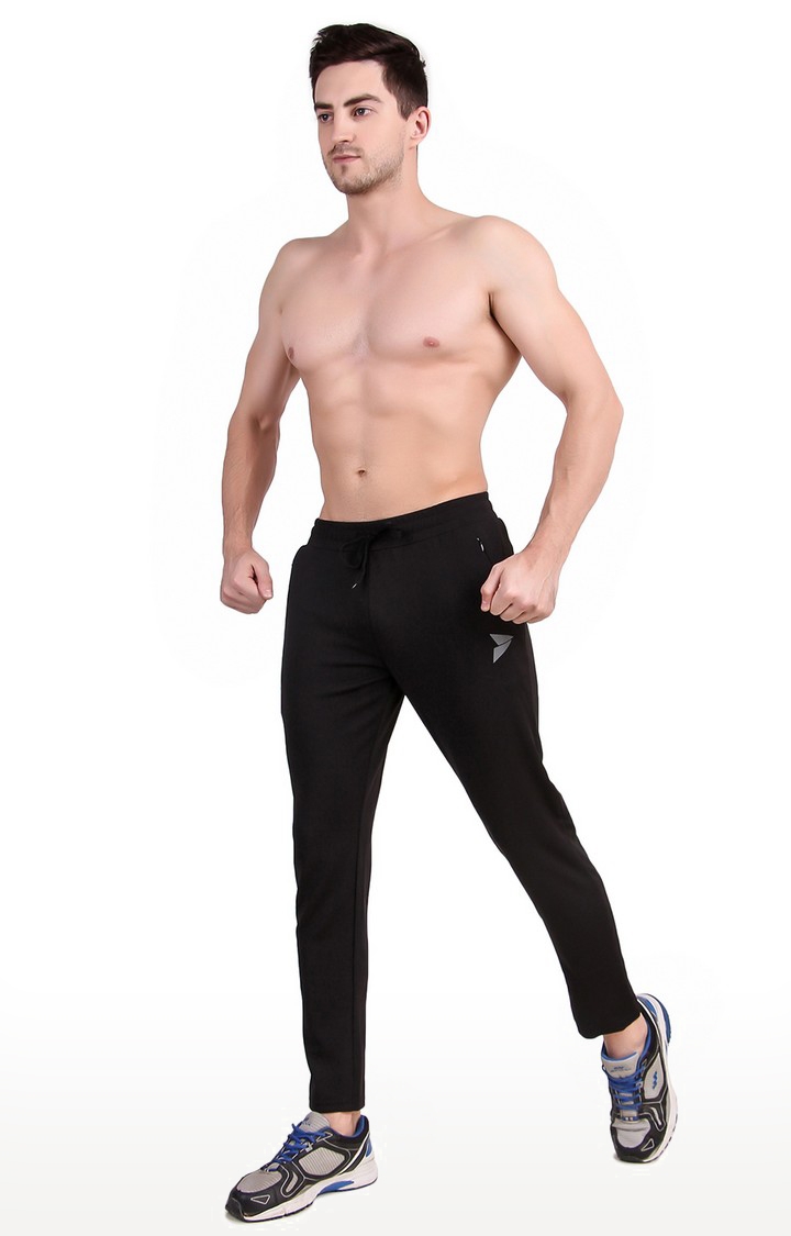 Men's Black Lycra Solid Trackpant