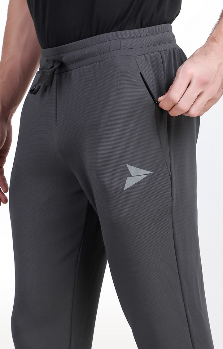 Men's Grey Lycra Solid Trackpant