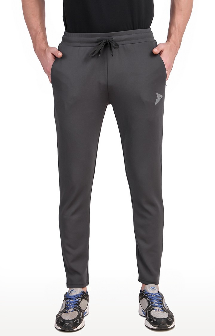 Men's Grey Lycra Solid Trackpant