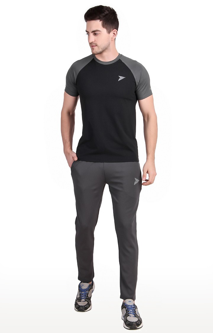 Men's Grey Lycra Solid Trackpant