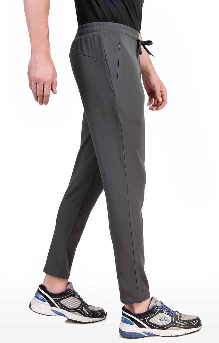 Men's Grey Lycra Solid Trackpant