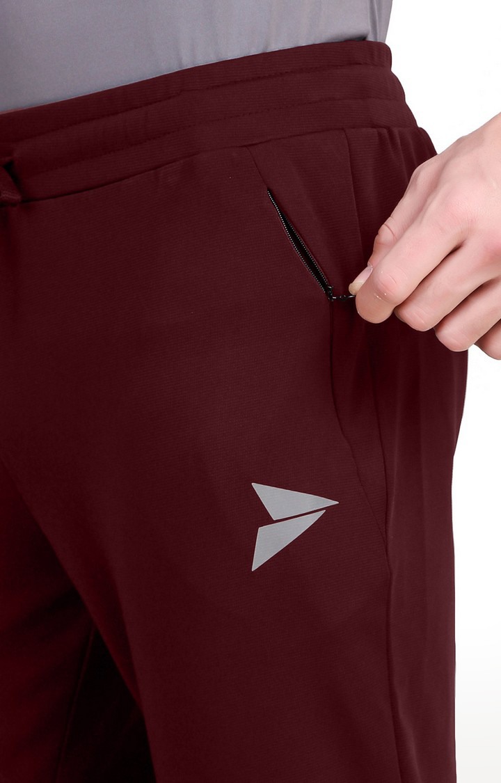 Men's Maroon Lycra Solid Trackpant