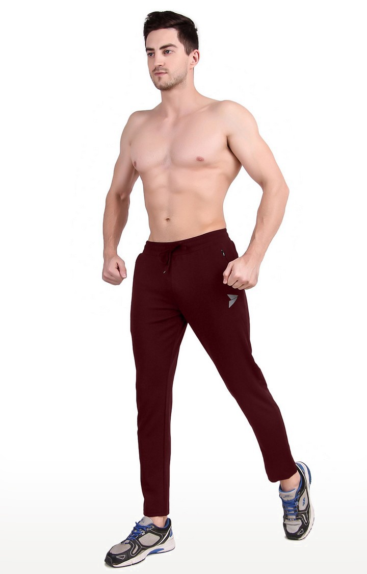 Men's Maroon Lycra Solid Trackpant