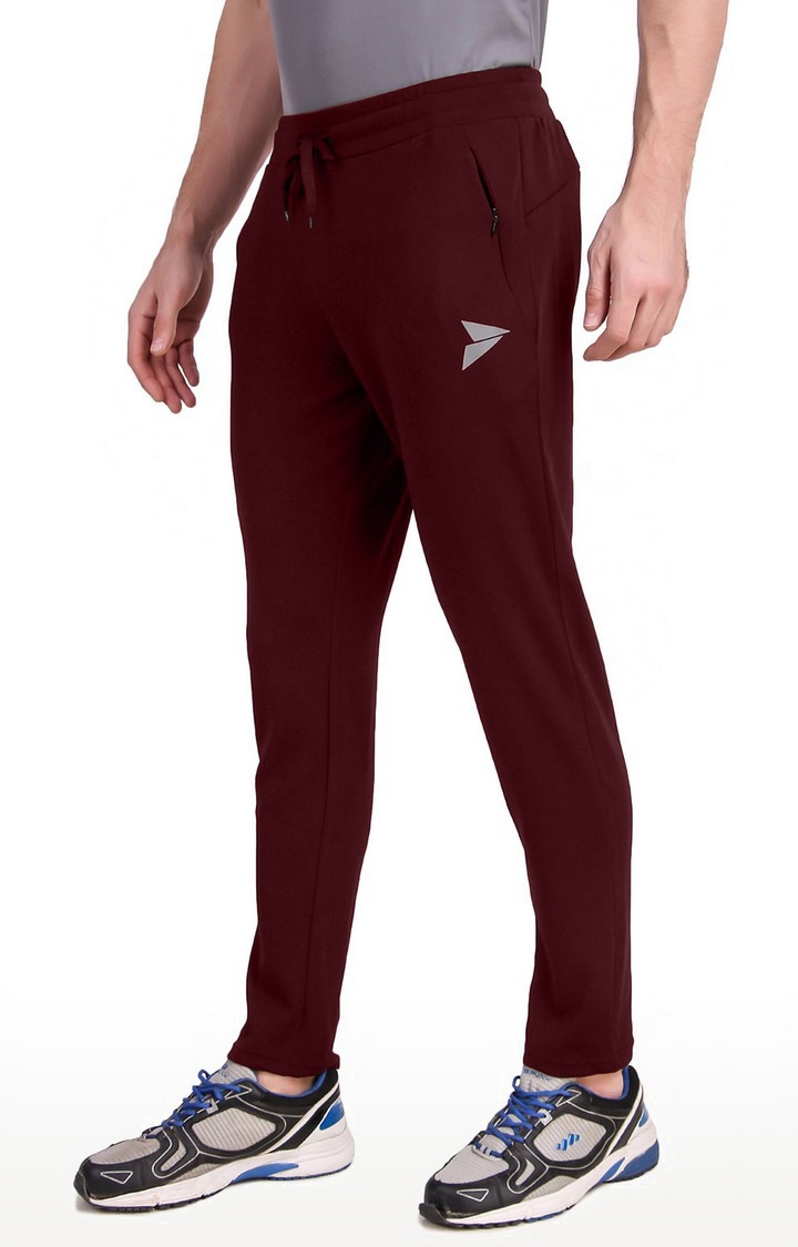 Men's Maroon Lycra Solid Trackpant