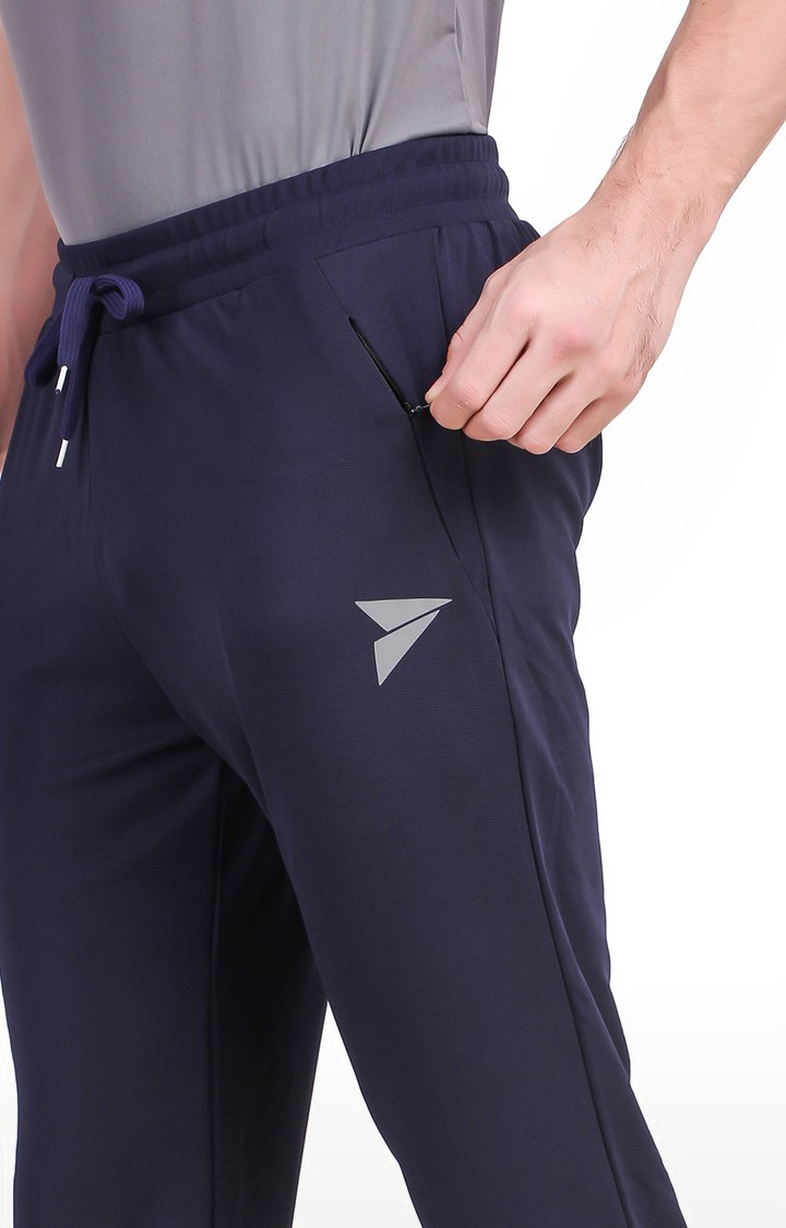 Fitinc | Men's Navy Blue Lycra Solid Trackpant 5