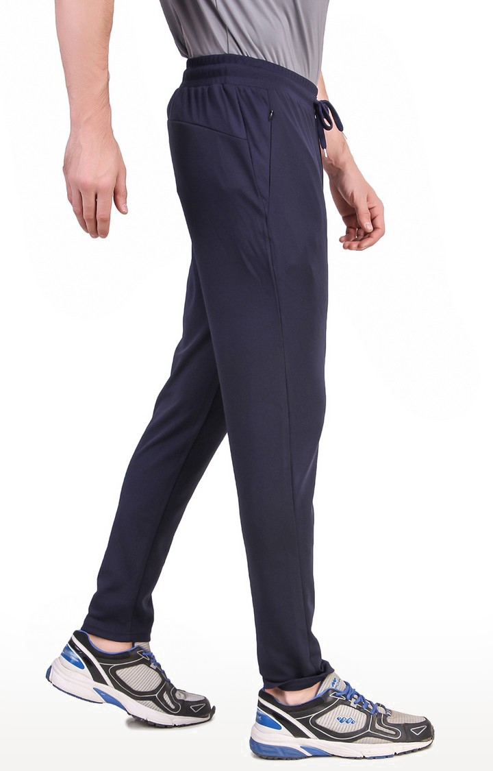 Fitinc | Men's Navy Blue Lycra Solid Trackpant 3