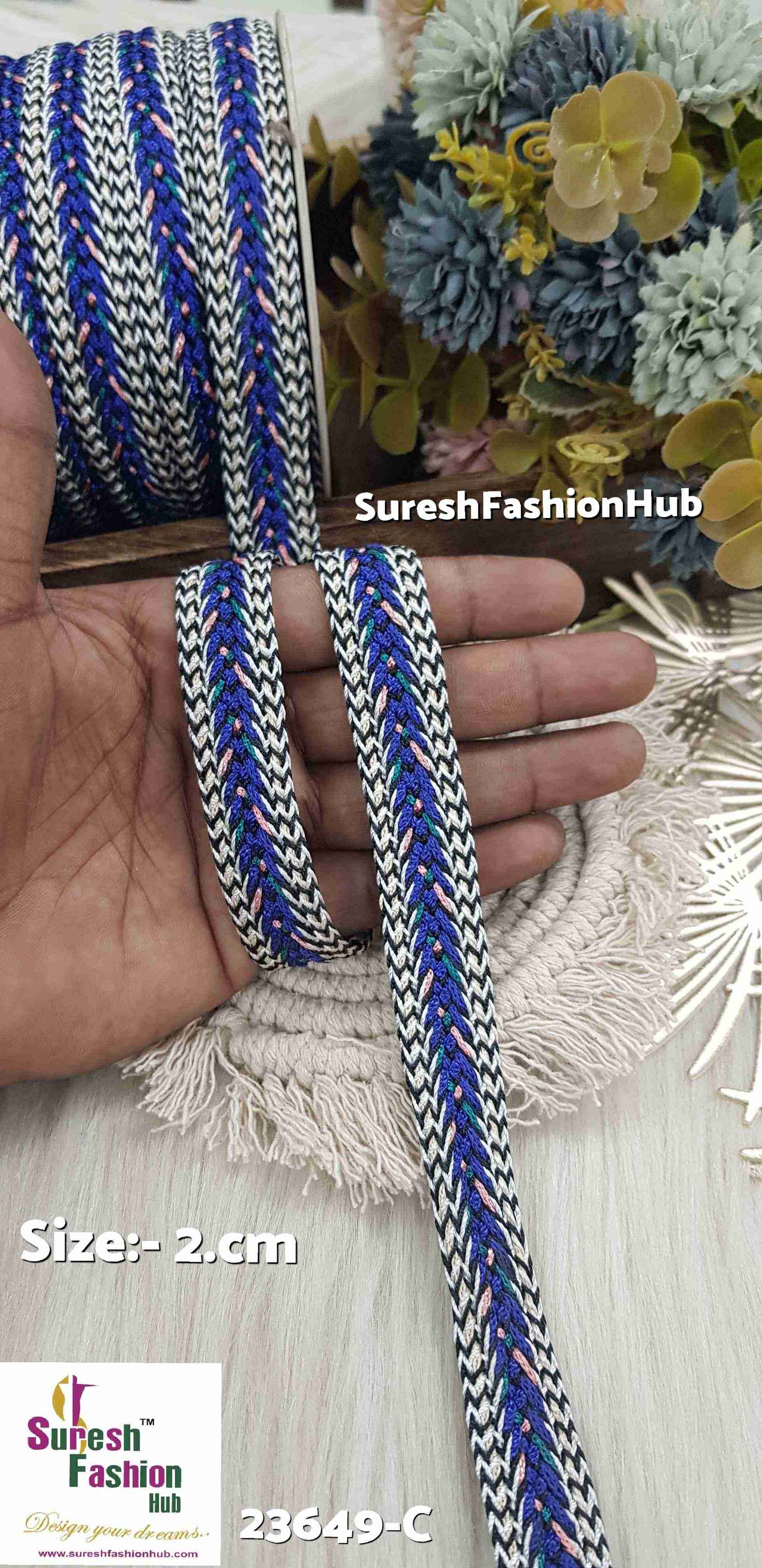 Vibrant Chevron Pattern Braided Trim(Royal Blue)
